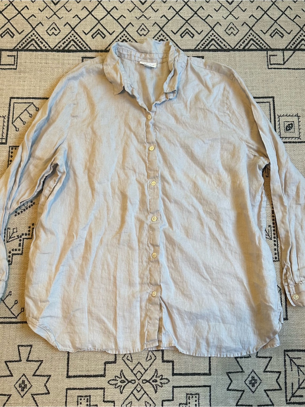 J. Jill Light Beige Linen Button-Down Shirt